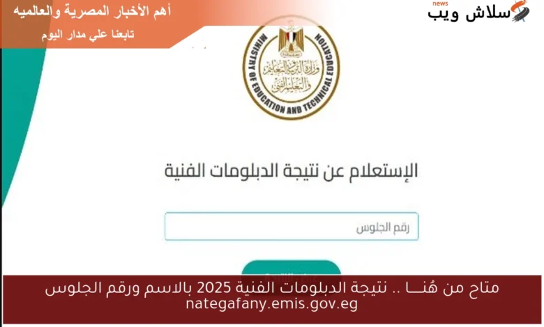 اعرف نتيجتك الآن: نتيجة الدبلومات الفنية 2025 بالاسم ورقم الجلوس على nategafany.emis.gov.eg