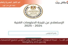 اكتشف الآن: نتيجة الدبلومات الفنية 2025 برقم الجلوس لجميع التخصصات عبر nategafany.emis.gov.eg