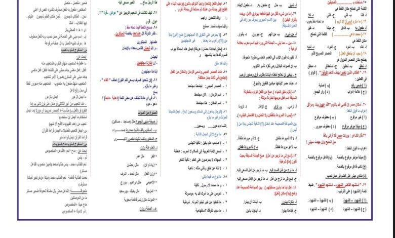 مراجعة ليلة امتحان العربي الثانوية العامة