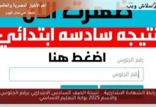 اكتشف نتيجة الصف السادس الابتدائي 2025 برقم الجلوس والاسم على بوابة التعليم الأساسي