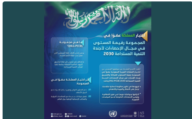 الأمم المتحدة تختار السعودية عضواً في مجموعة دولية رفيعة لتطوير الإحصاءات الداعمة لأهداف التنمية المستدامة
