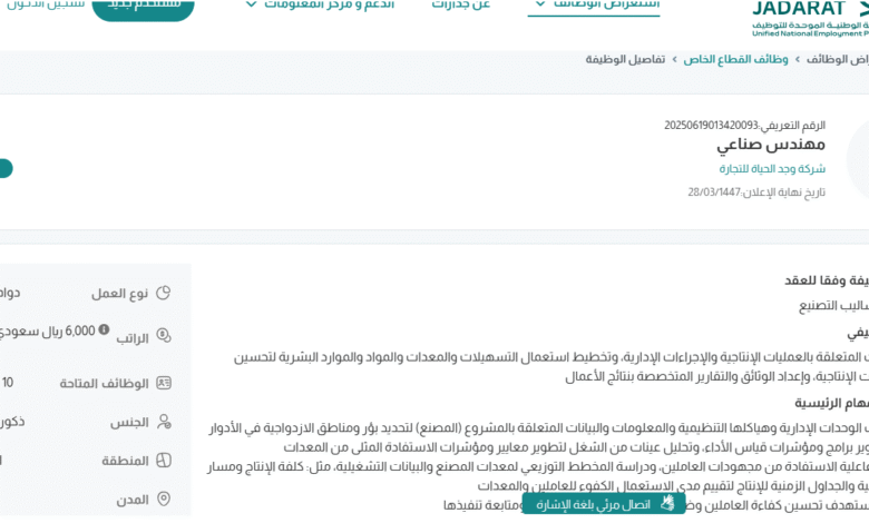 بـ رواتب أكثر من 6 آلاف ريال.. شركة وجد الحياة للتجارة تعلن عن توفر وظائف شاغرة للجنسين "رابط التقديم الرسمي من هنا"