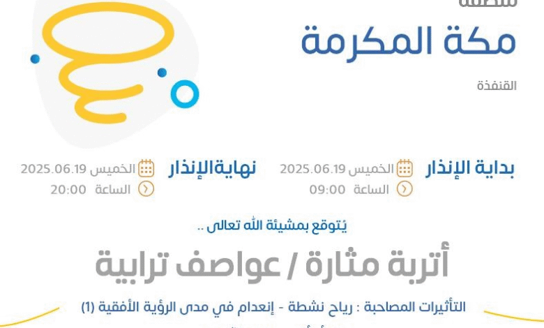حالة الطقس اليوم في مكة المكرمة: الإنذار الأحمر في القنفذة