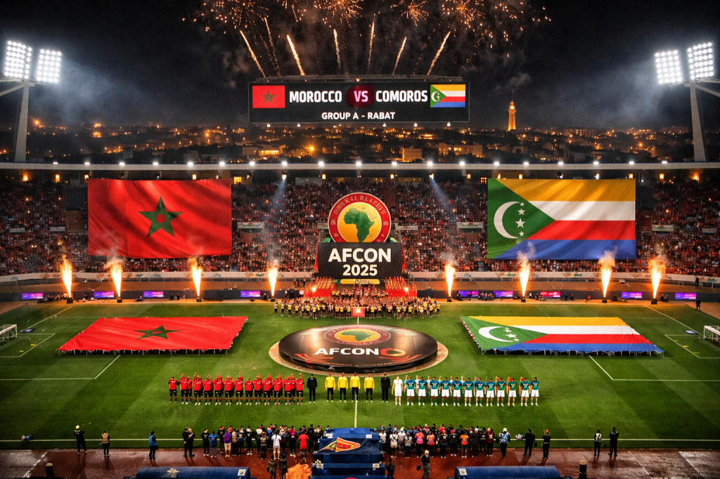 مباشر morocco vs Comoros.. كيفية مشاهدة مباراة المغرب ضد جزر القمر في افتتاح الكان 2025
