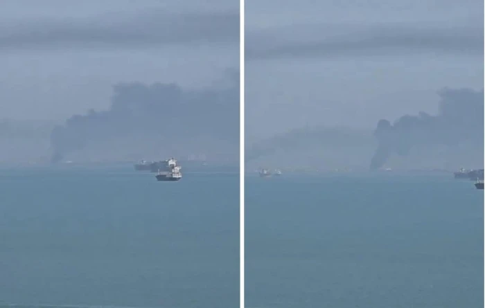 «لحظة دراماتيكية لقصف سفينة إيرانية في ميناء بندر عباس وإغراقها»