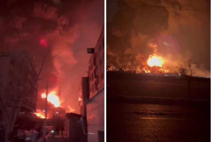 «لحظة مثيرة: قصف مستودع نفط في كرج الإيرانية بقنابل مدمرة»